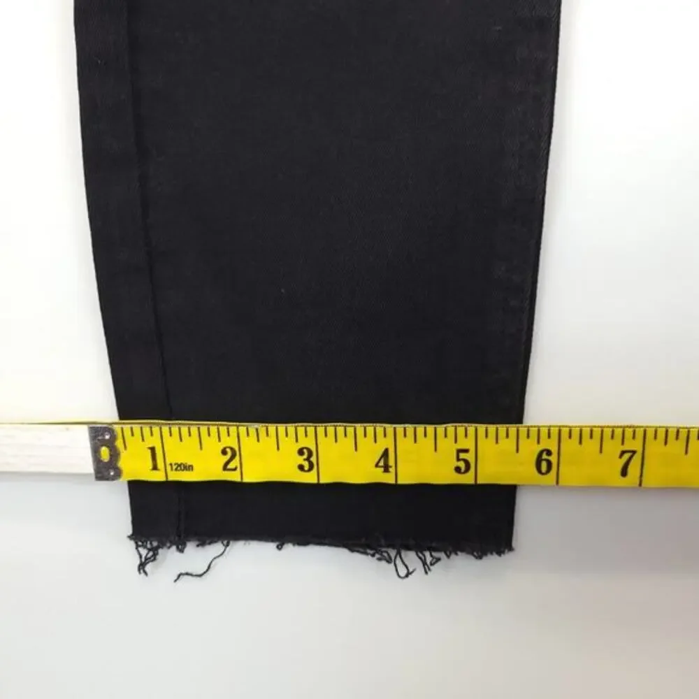 Cavalli Class Black Mid Rise‎ Jeans Ultra Slim Women 30 Distressed Raw Hem Edgy